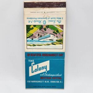 Vintage Matchbook The Colony Motor Hotel Route A-1 Narragansett Bay Cranston R.I